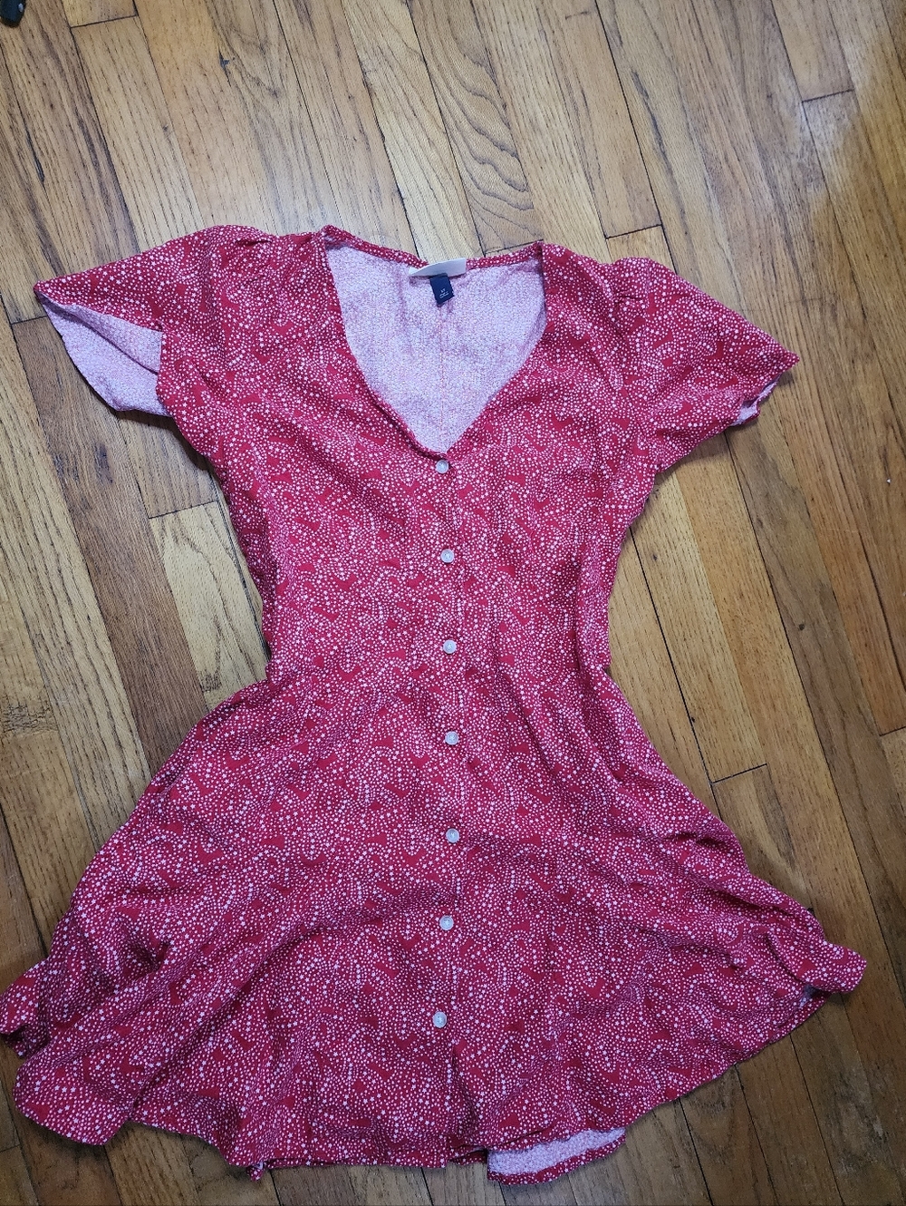 Universal Thread Red Patterned Button-Front Dress XS